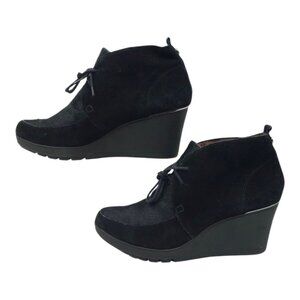 Donald J Pliner Nilos Wedge Ankle Boot Womens Size 7.5 M Bootie Suede Calf Hair